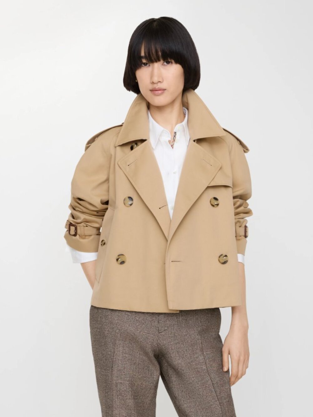 NWT Burberry Cropped Mayfair Heritage Trench Jacket Honey Beige Size 0
